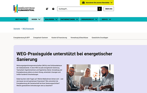 Screenshot: WEG-Praxisguide des Gebäudeforums klimaneutral